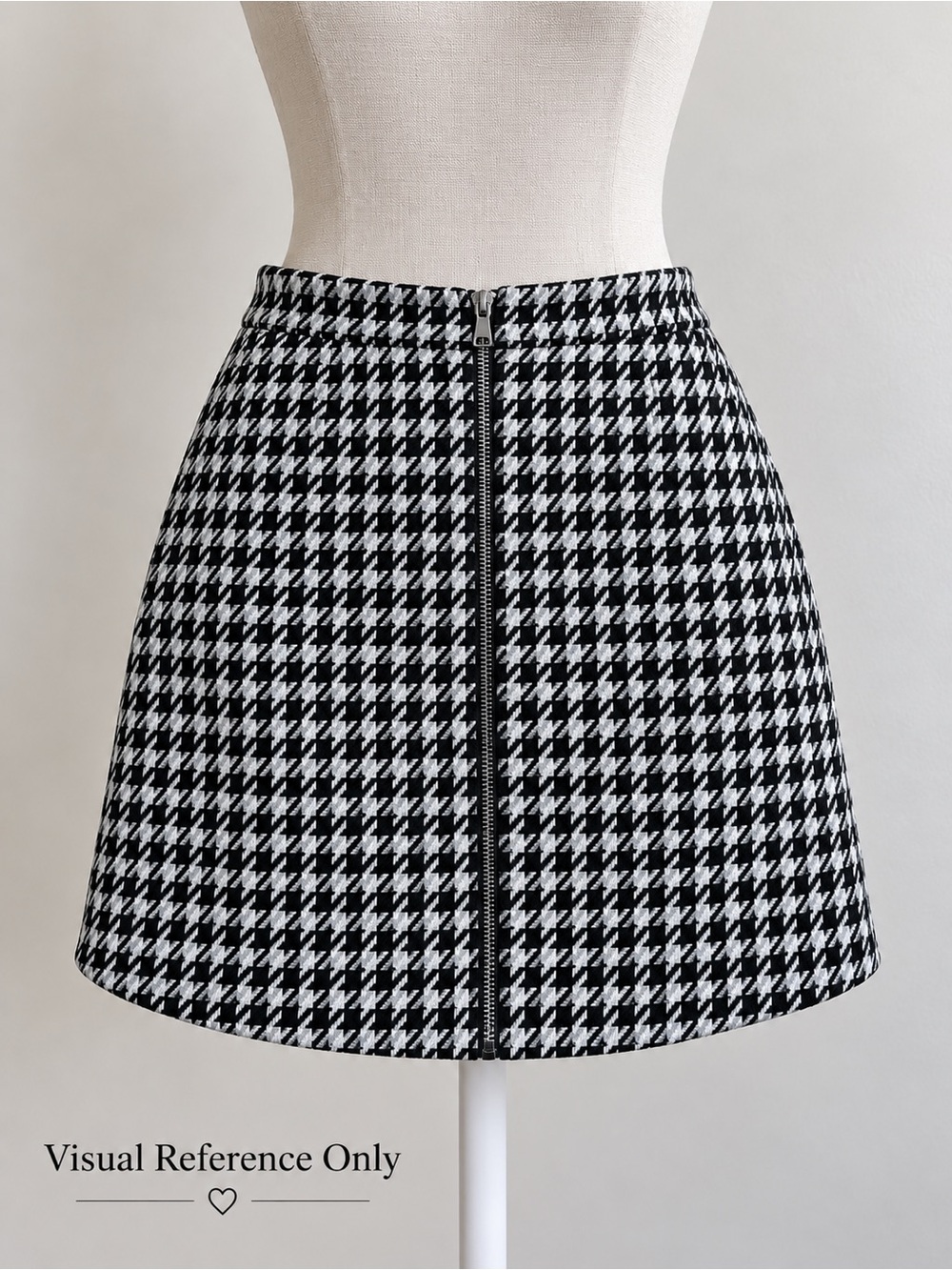 Express Size 0 Houndstooth Wool Blend Mini Skirt Black White Gray Fully Lined